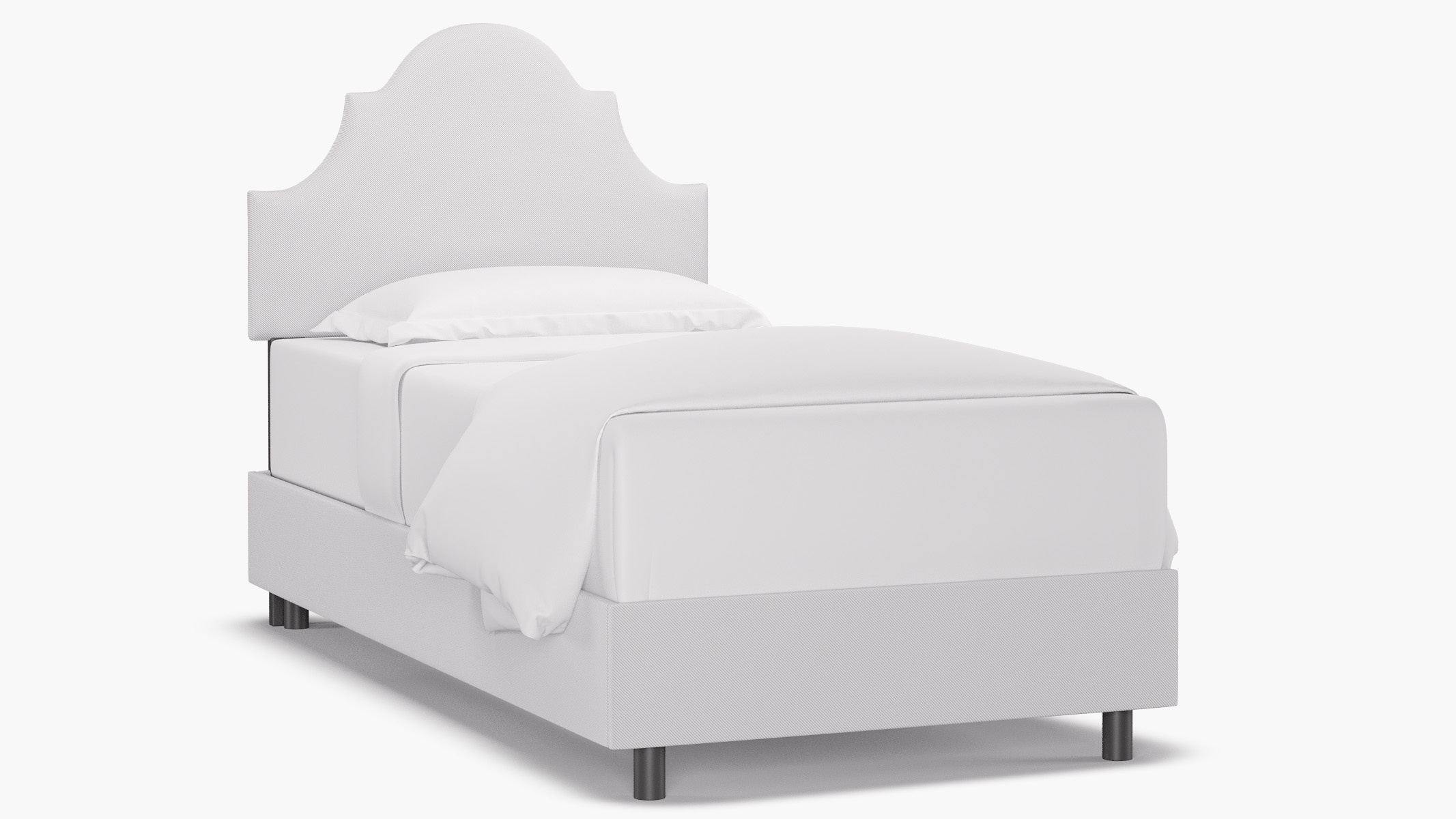 Regency Bed, White Twill, Twin - Image 1