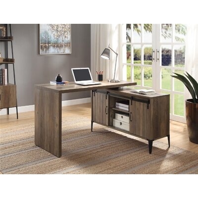 Writing Desk W/USB, Gray Oak & Black Finish - Image 0