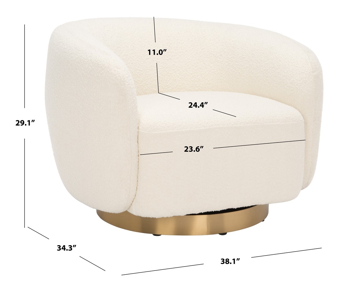 Bernard Boucle Swivel Accent Chair - Ivory/Gold - Image 9