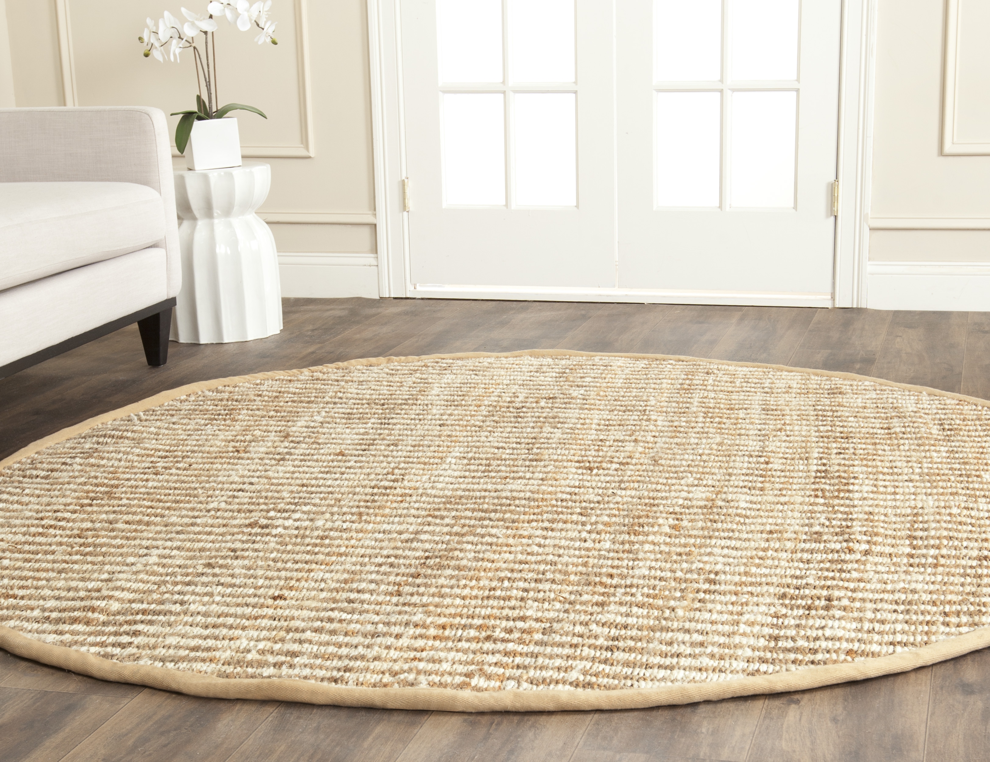Arlo Home Hand Woven Area Rug, NF734A, Natural/Ivory,  7' X 7' Round - Image 1