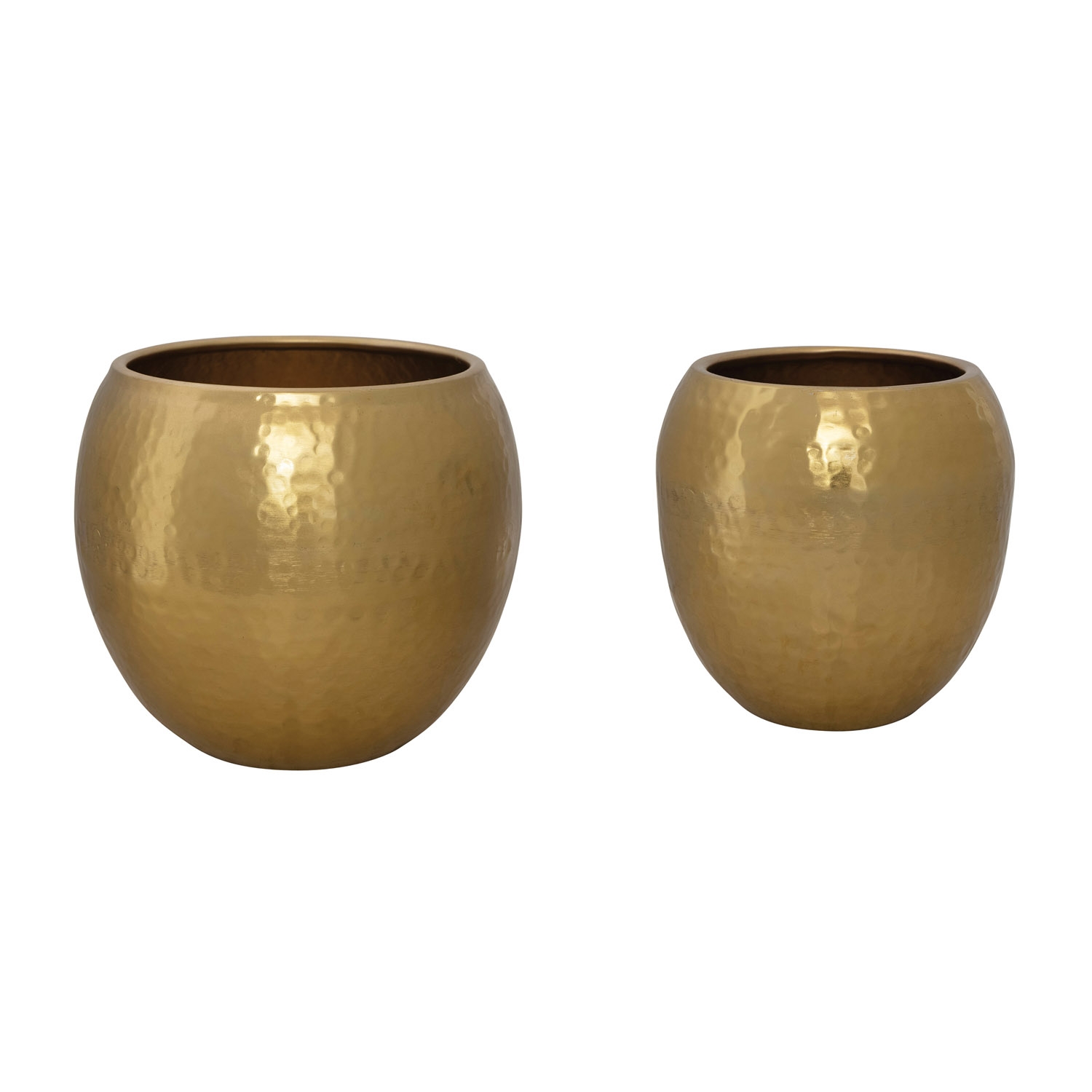 Hammered Metal Planters, Brass Finish, Set of 2 - Image 0