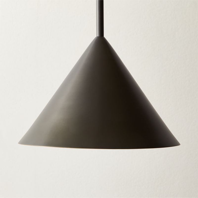 Tolio Blackened Brass Conical Pendant Light - Image 1