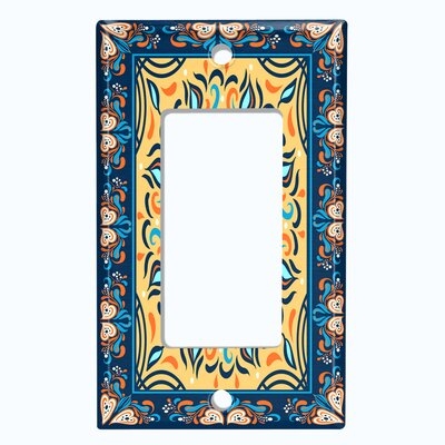 Metal Light Switch Plate Outlet Cover (Yellow Sun Flower Blue Frame   - Single Rocker) - Image 0