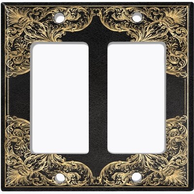 Metal Light Switch Plate Outlet Cover (French Victorian Frame Black 3 - Double Rocker) - Image 0