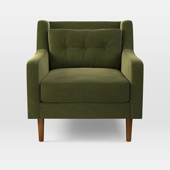 Crosby Armchair, Distressed Velvet, Olive - Image 0