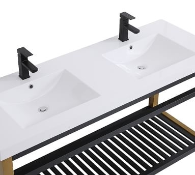 Gold & Black Gill Double Sink Vanity, 60" - Image 1