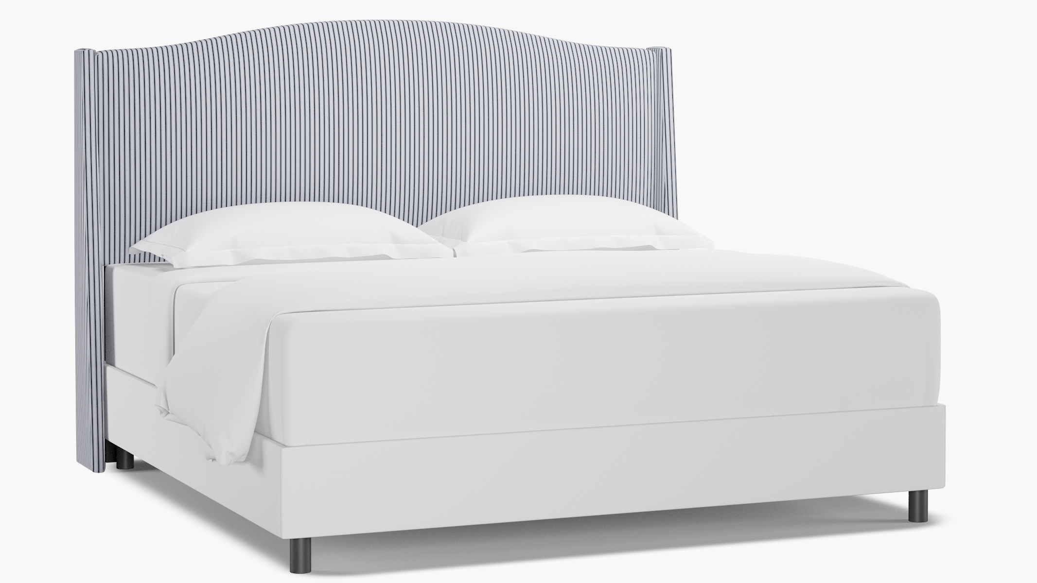 Classic Wingback Headboard, Navy Classic Ticking Stripe, King - Image 0
