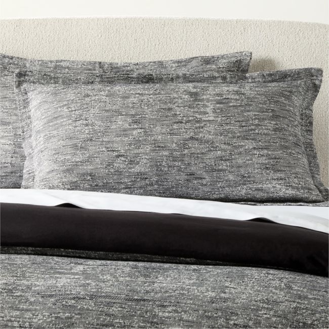 Delano Black and White Linen and Cotton King Shams Set of 2 - Image 0