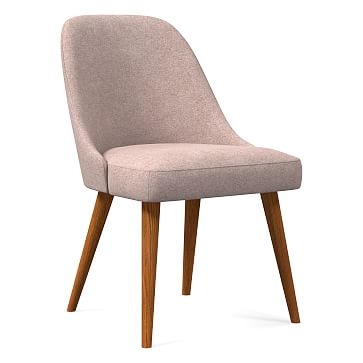 Mid-Century Upholstered Dining Chair,Distressed Velvet,Mauve,Pecan - Image 0