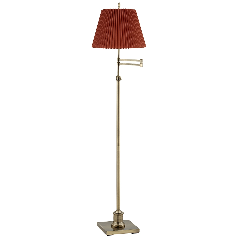 360 Lighting Westbury Adjustable Height Rust Brown Pleated Shade Floor Lamp - Image 0
