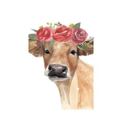 Flowered Cow II by - Gallery-Wrapped Canvas Giclée - Image 0
