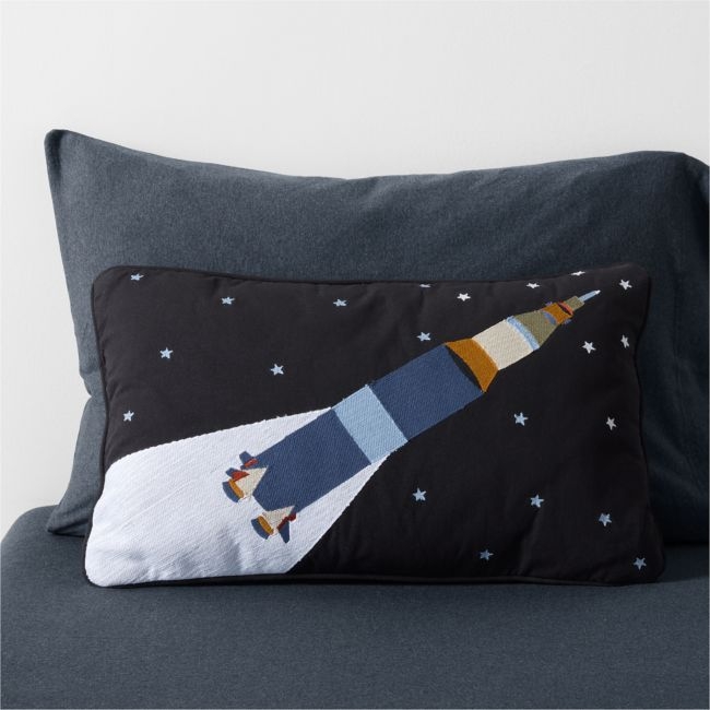 Smithsonian Rocket Embroidered Kids Throw Pillow - Image 0