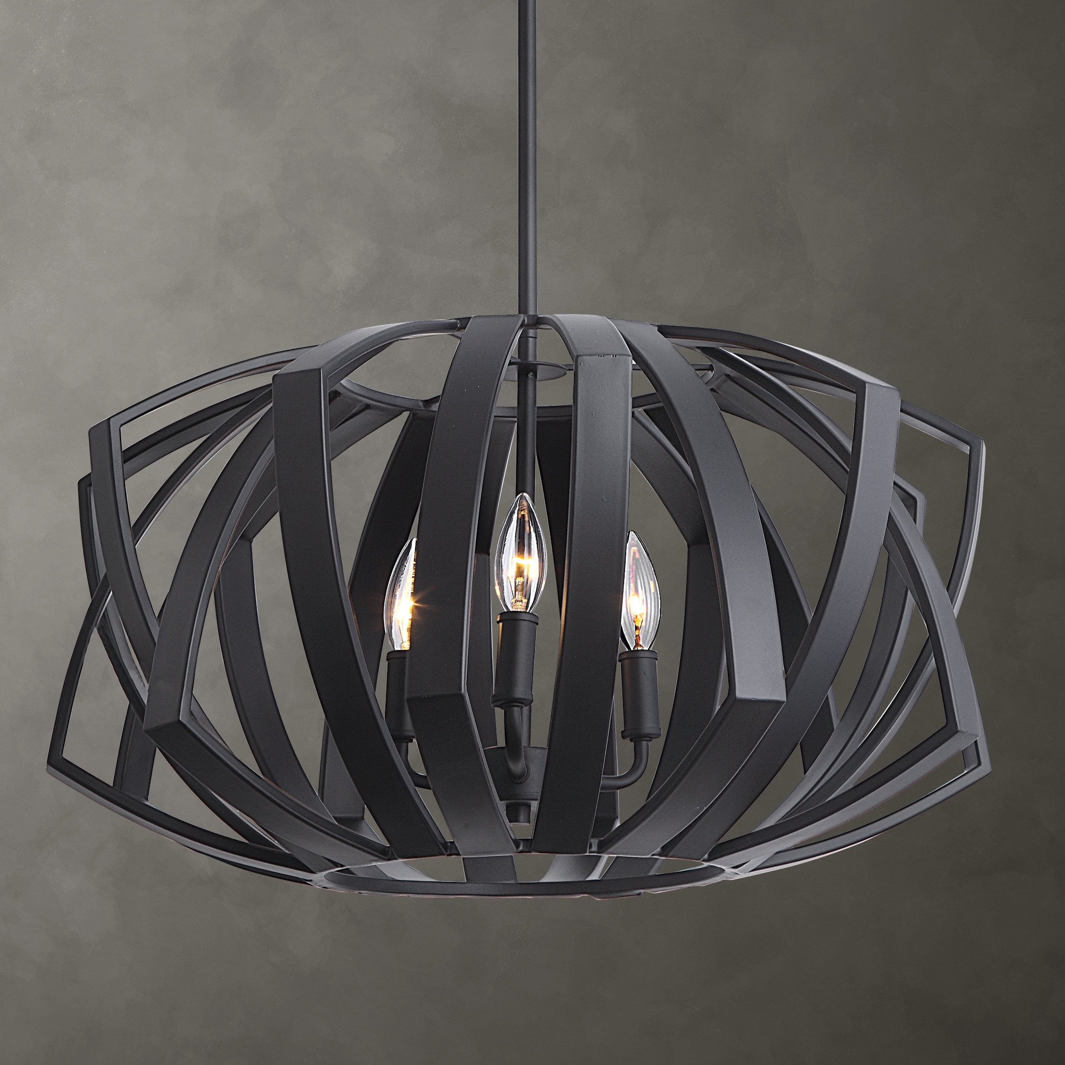 Thales Black Geometric 3 Light Pendant - Image 1