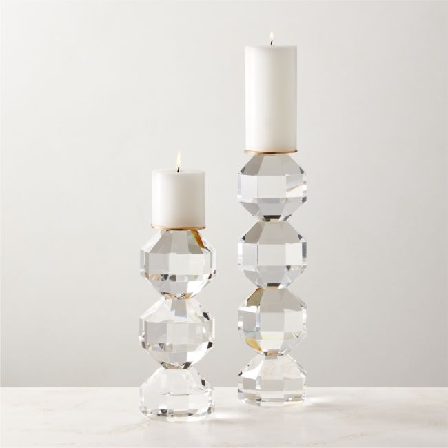 Fren Crystal Pillar Candle Holders Set of 2 - Image 0