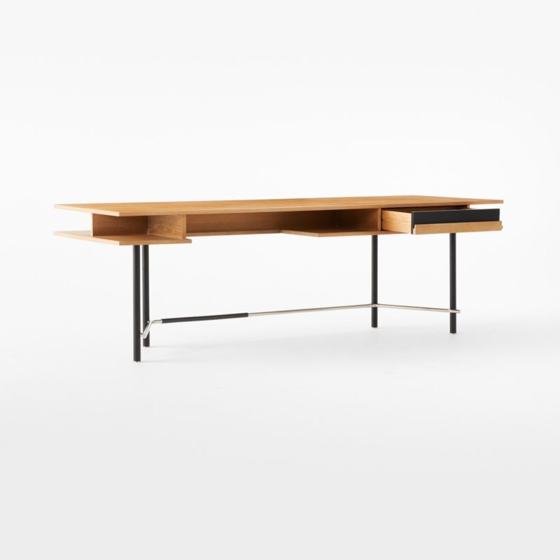 Portofino 87" Cerused White Oak Wood Desk by Gianfranco Frattini - Image 5