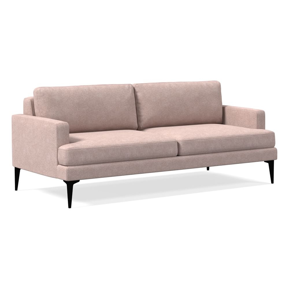 Andes 77" Multi-Seat Sofa, Petite Depth, Distressed Velvet, Mauve, Dark Pewter - Image 0