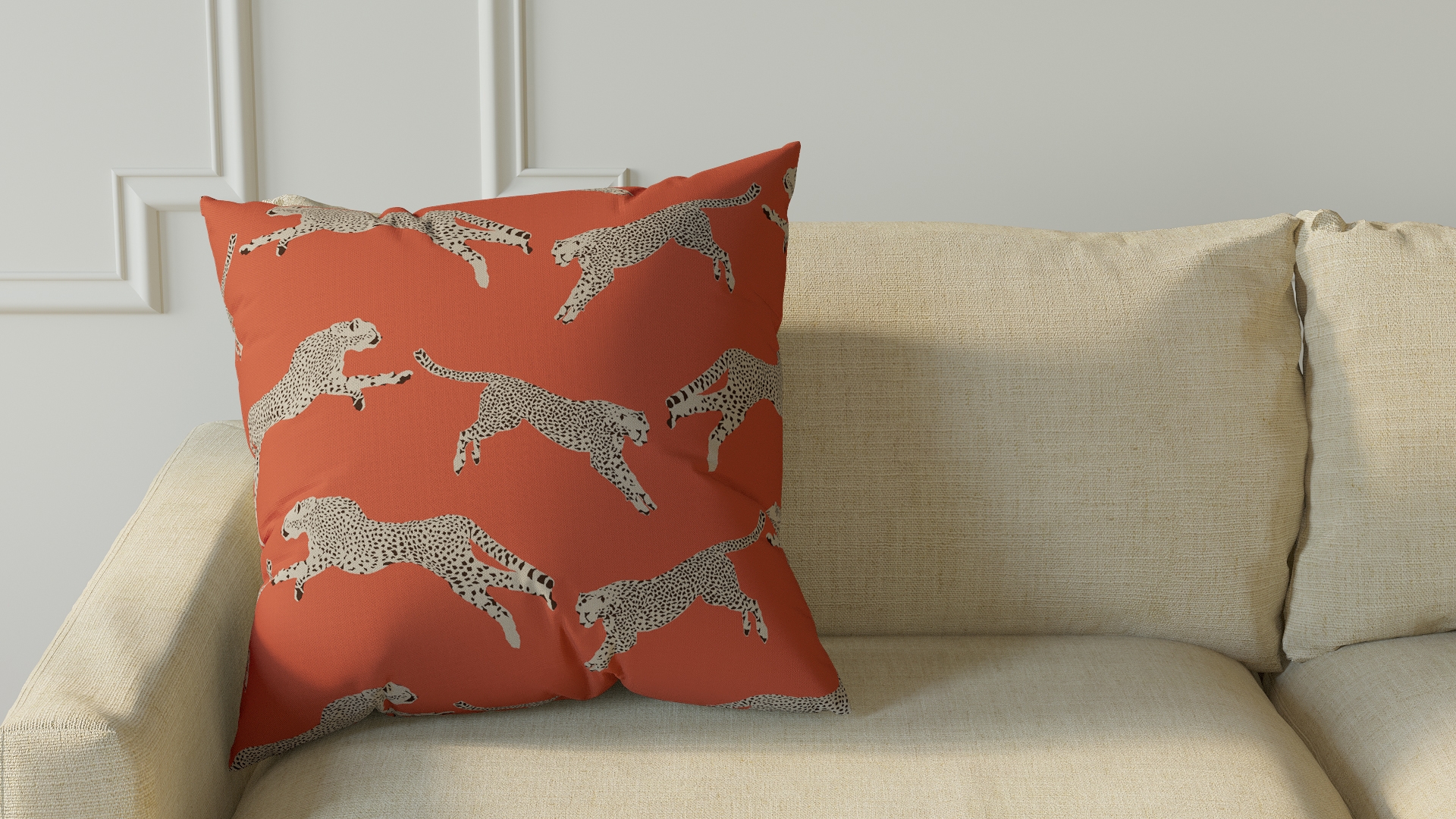 Throw Pillow 22", Henna Cheetah, 22" x 22" - Image 2