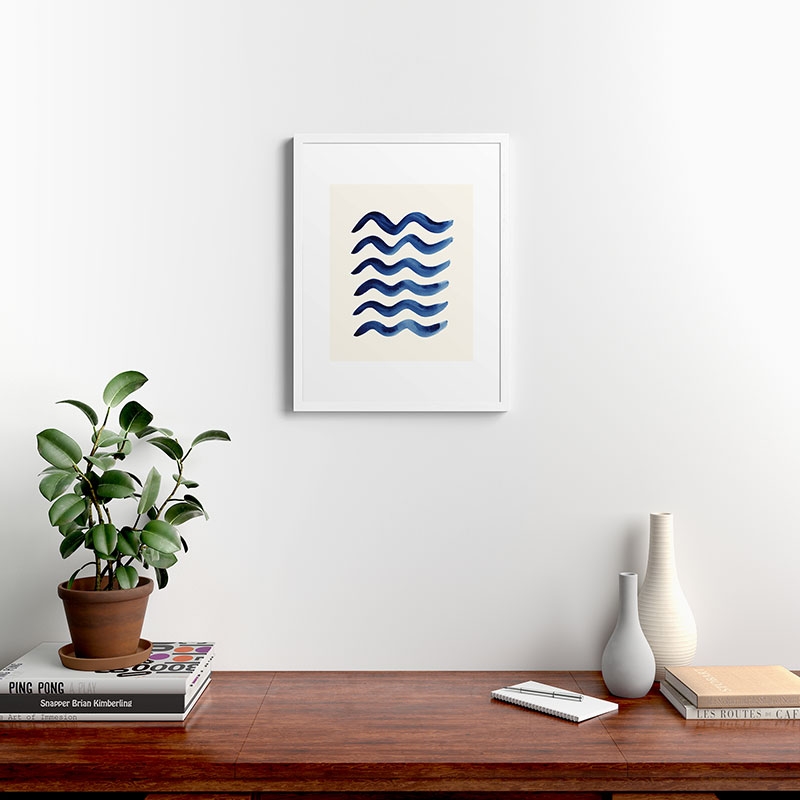 Waves Strokes by Pauline Stanley - Framed Art Print Modern White 18" x 24" - Image 1