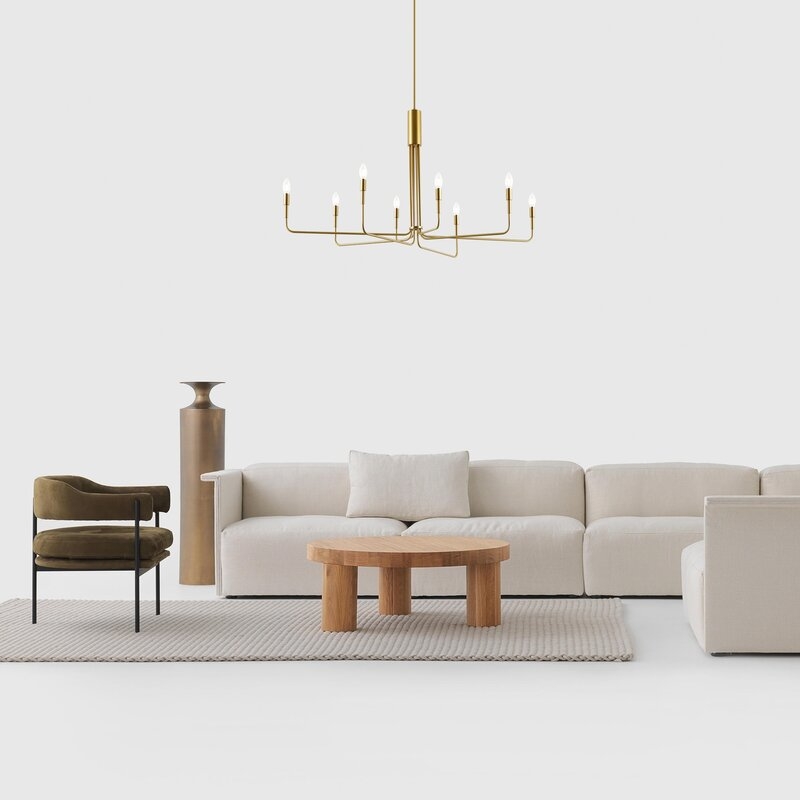 Brushed Brass Sola 8-Light Candle Style Modern Linear Chandelier, Brushed Brass - Image 12