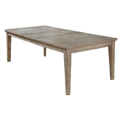 70 Inches Dining Table With Grains And Extendable Leaf, Natural Brown - Image 0