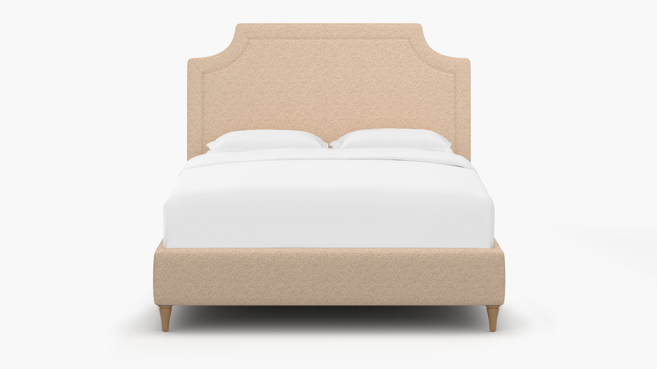 Deco Bed, Buff Boucle, Natural Decorative Tapered Leg, King - Image 0