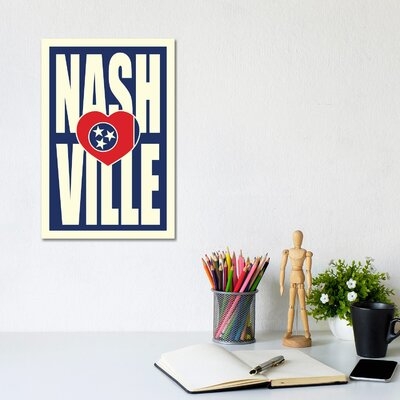 Nashville Typography Heart - Wrapped Canvas Textual Art Print - Image 0