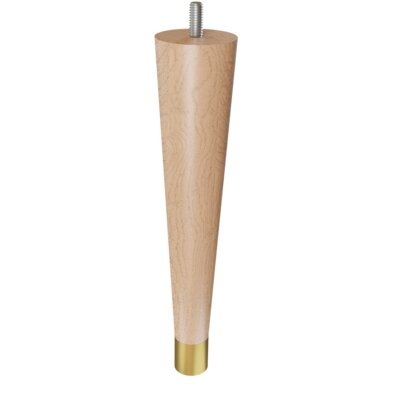 6" Round Tapered Hardwood Leg With 1" Brushed Aluminum Ferrule And Clear Finish - Image 0