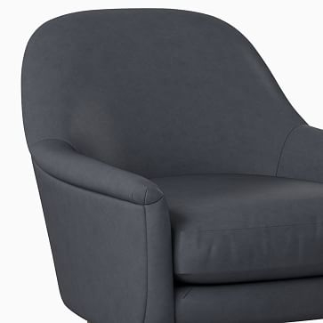 Phoebe Mid-Century Chair, Poly, Vegan Leather, Snow, Brass - Image 2