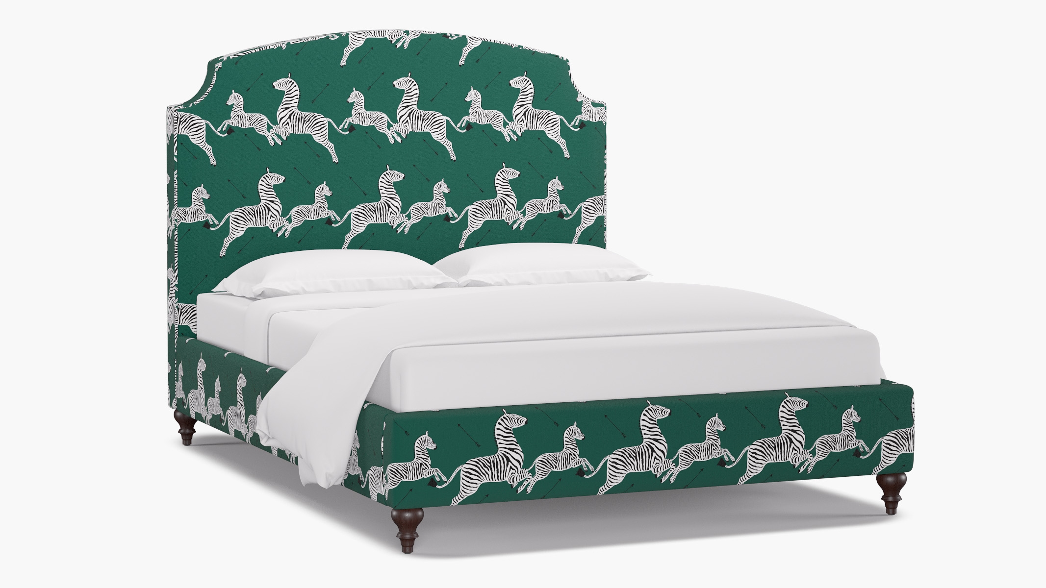 Cove Bed, Emerald Zebra, Espresso Traditional Turned Leg, Twin - Image 1