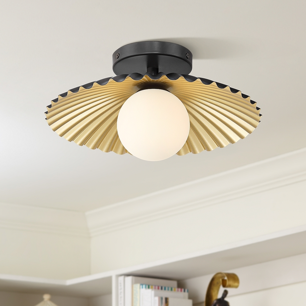 Franklin Iron Rosa 11 1/2" Wide Matte Black and Gold LED Ceiling Light - Image 0
