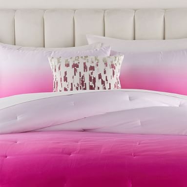 Monique Lhuillier Cascading Sequin Pillow Cover and Pillow Insert Set, Raspberry Multi, 16x16 - Image 2