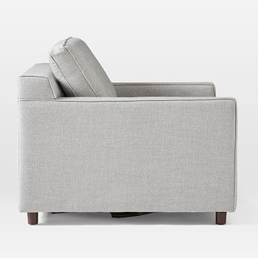 Drake Midcentury Twin Sleeper Sofa, Performance Coastal Linen, Stone White, Chocolate - Image 3