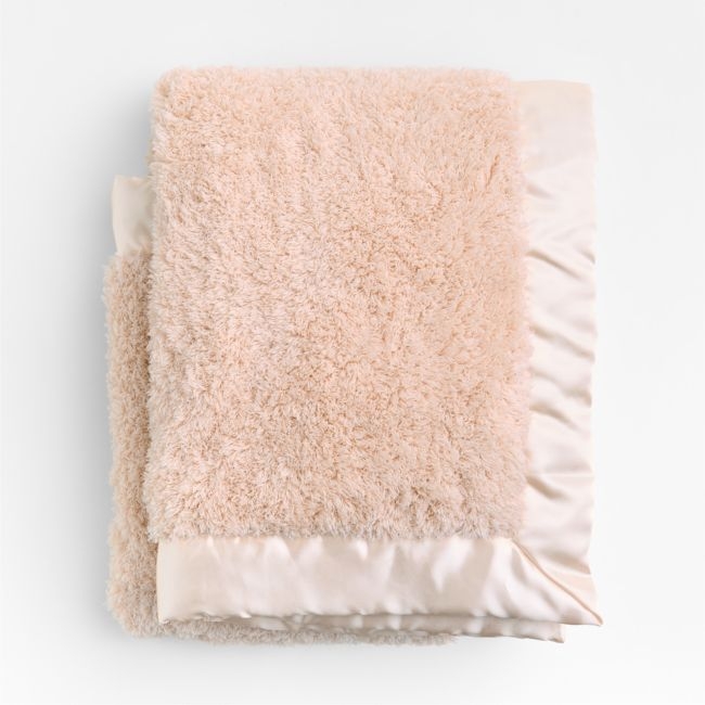 Satin Trim Luminous Pink Plush Baby Stroller Blanket - Image 0