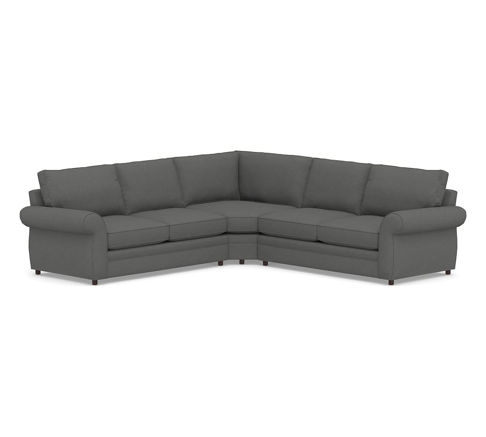 Pearce Roll Arm Upholstered Right Arm 3-Piece L-Shaped Wedge Sleeper Sectional, Down Blend Wrapped Cushions, Park Weave Charcoal - Image 0