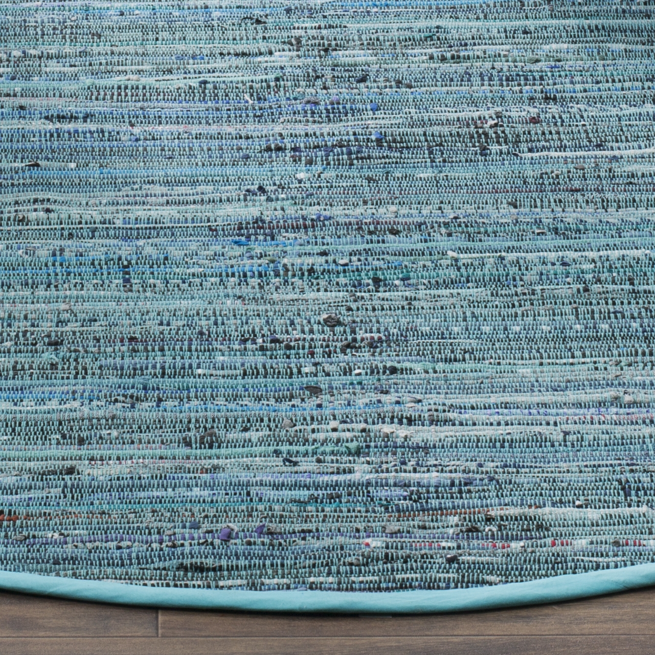 Arlo Home Hand Woven Area Rug, RAR127C, Turquoise/Multi,  4' X 4' Round - Image 2