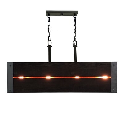 Corbin 4-Light Modern Farmhouse Island Chandelier With Dark Stained Wood Shade And Metal Accents - Image 0