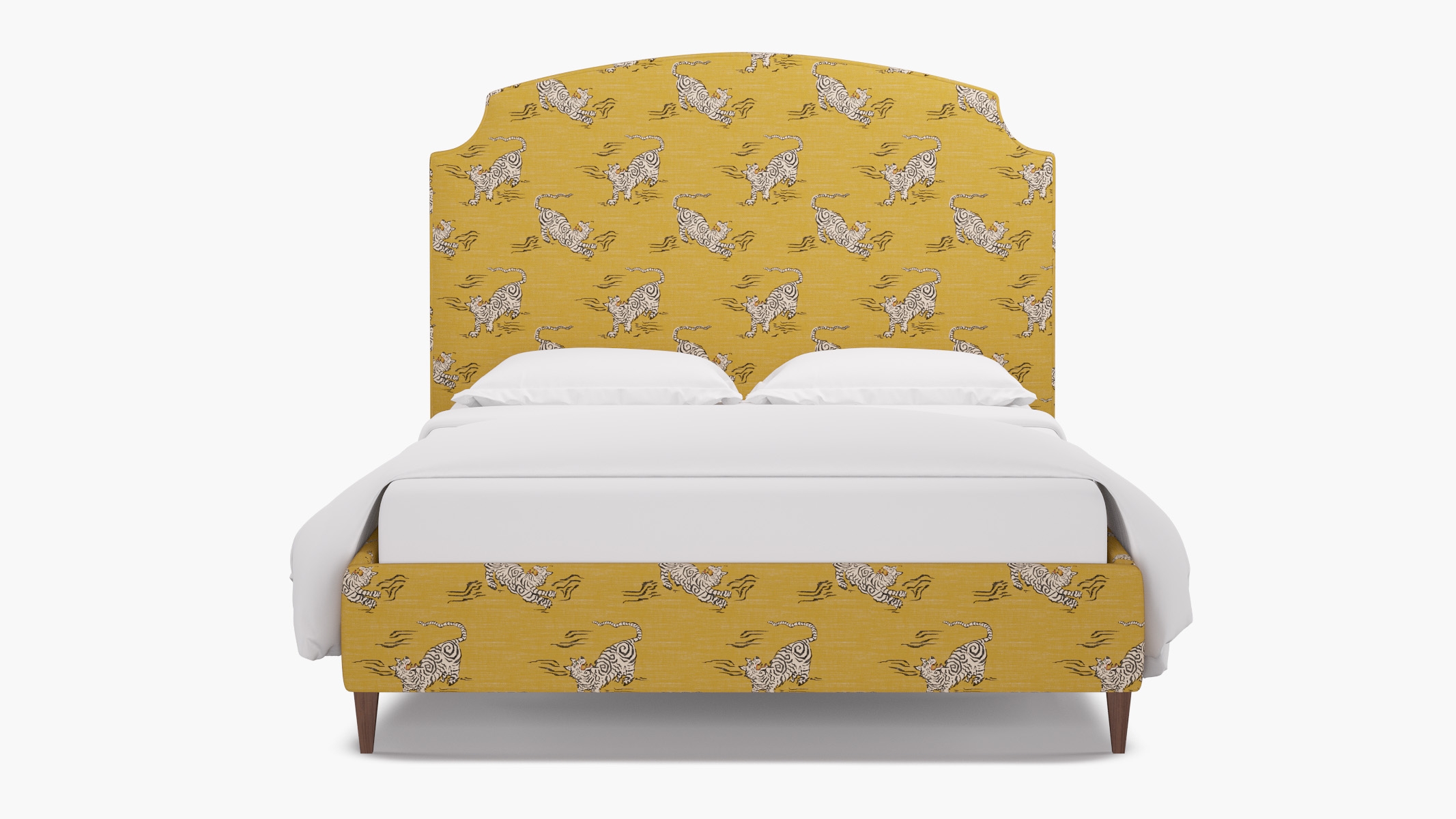 Cove Bed, Dijon Tigresse, Walnut Square Tapered Leg, Twin - Image 0