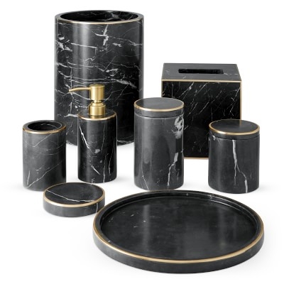 Black Marble and Brass Soap Dish - Image 1