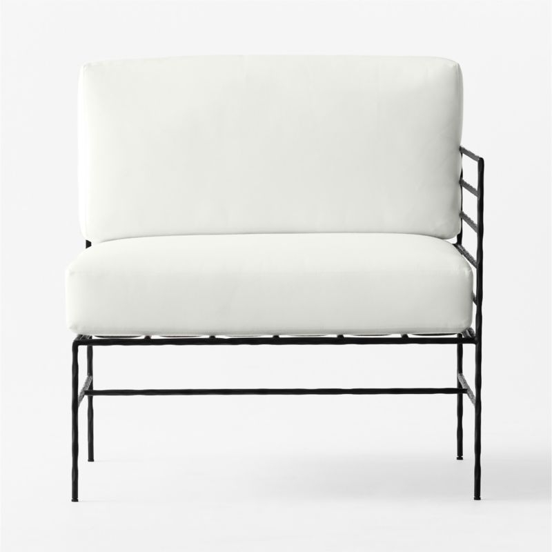 Marteau Black Metal Outdoor Right Chair with White Sunbrella® Cushions - Image 1