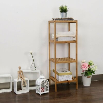 Leonaldo 13" W x 38" H x 13" D Solid Wood Free-Standing Bathroom Shelves - Image 0