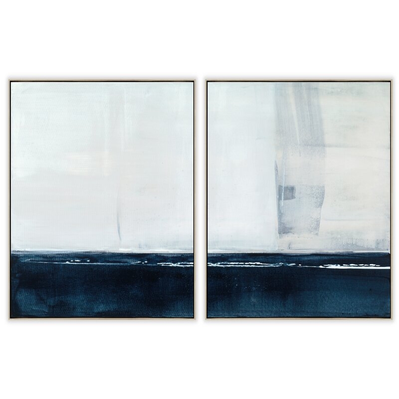 Benson-Cobb Studios 'Washed Ink Diptych' by Carol Benson-Cobb - 2 Piece Picture Frame Print Set on Canvas Frame Color: Classic Sterling, Size: 32" H x 24" W x 2.5" D - Image 0