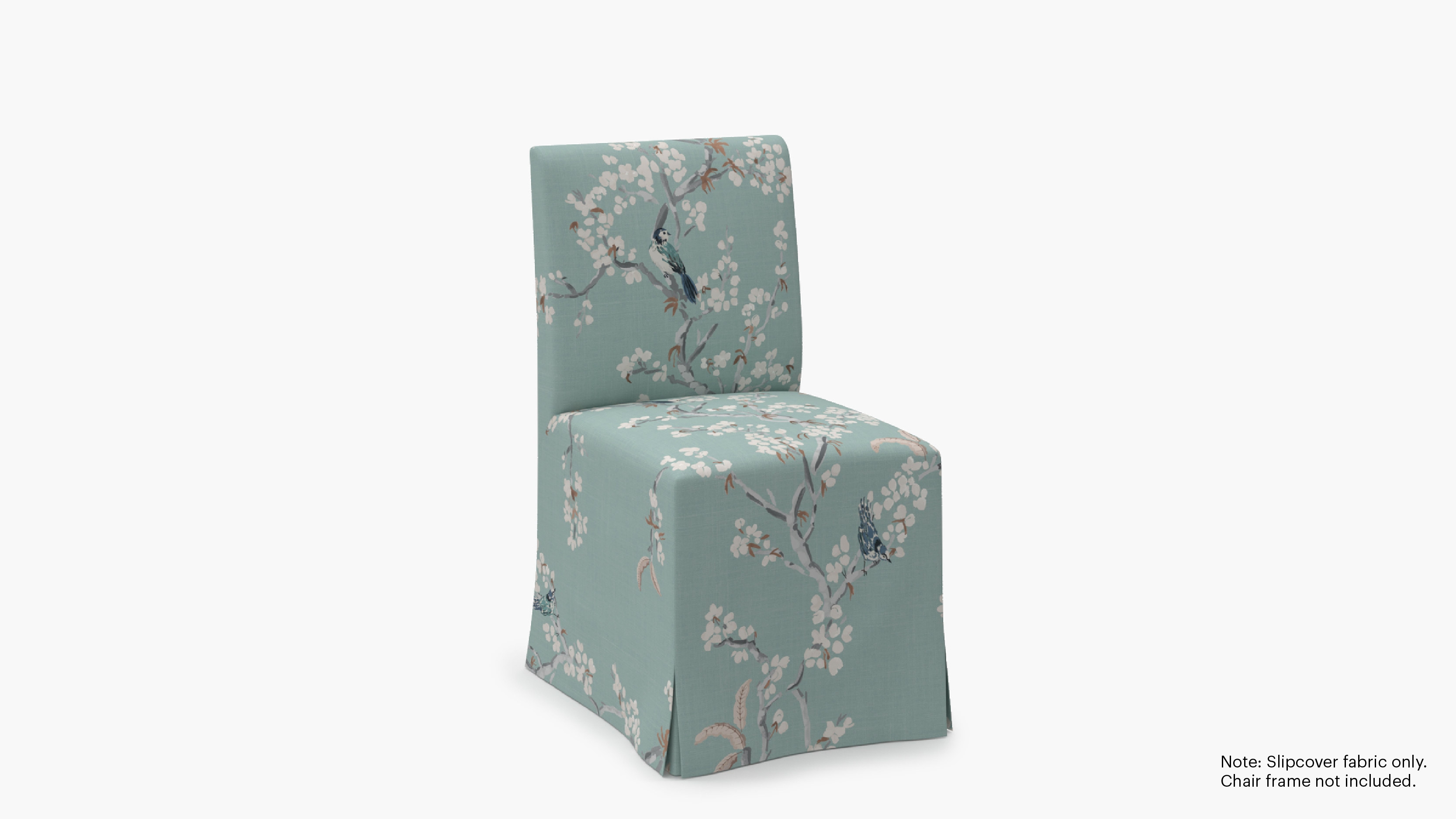 Slipcovered Signature Dining Chair - Cover Only, Mint Cherry Blossom - Image 1