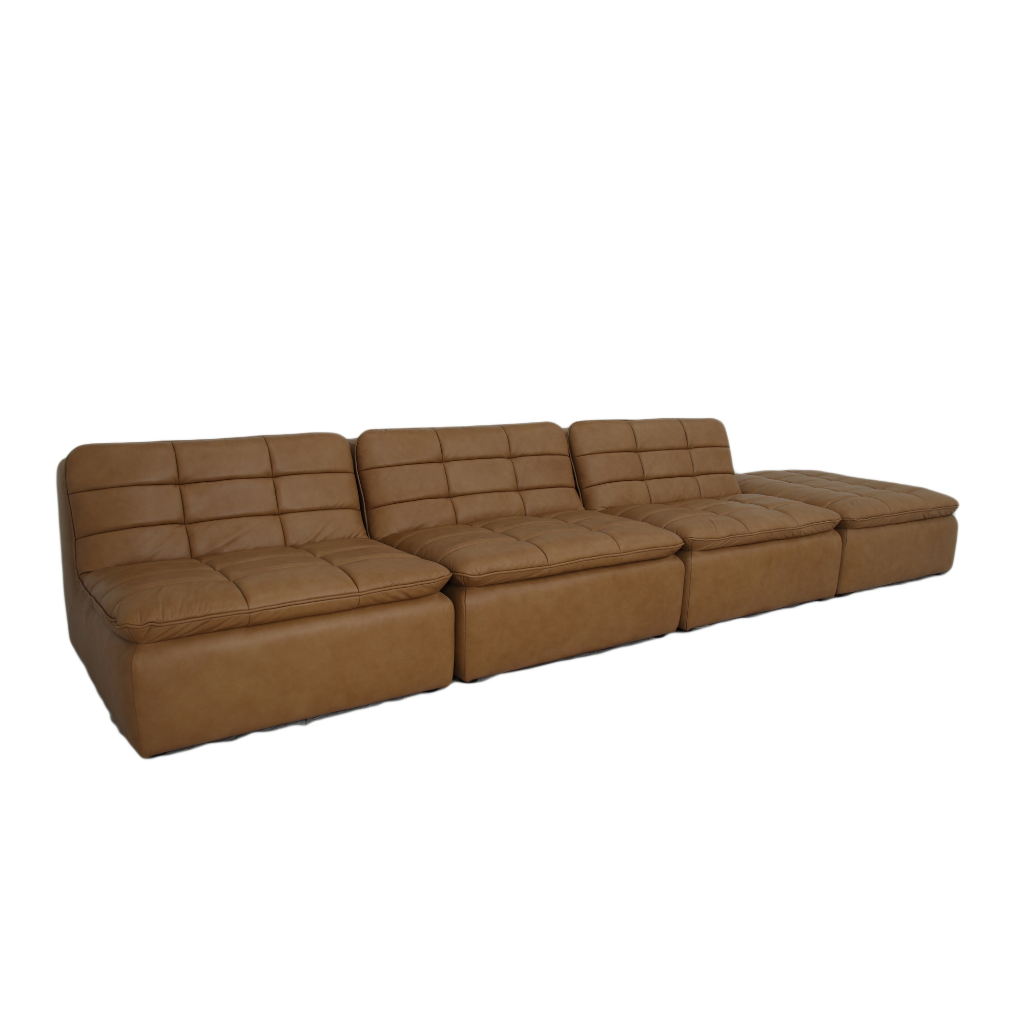 Lino Lounge Modular Sectional Tan Leather - Image 1