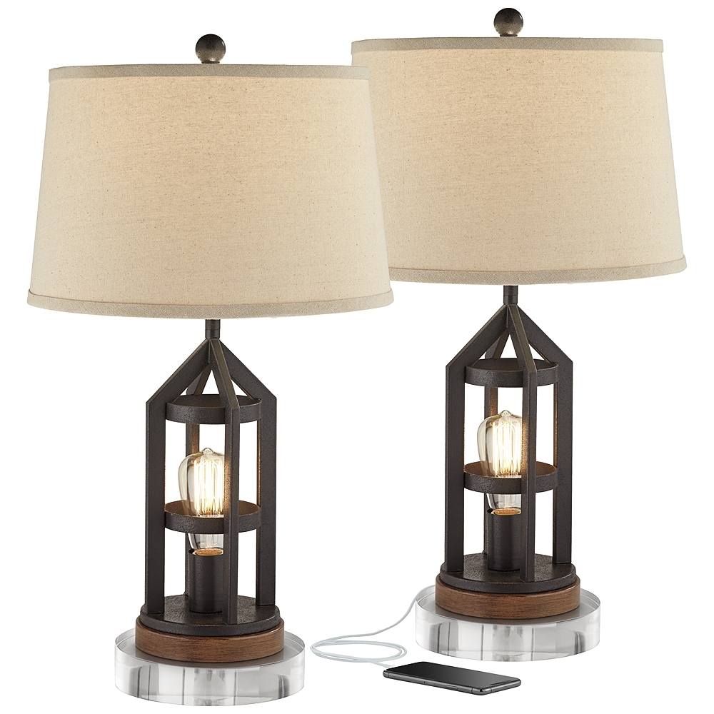 Lucas 27 1/2" Bronze Night Light USB Lamps with Acrylic Risers - Image 0