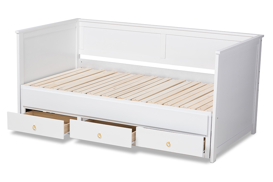 Thomas Classic and Traditional White Finished Wood Expandable Twin Size to King Size Daybed with Storage Drawers - Image 7