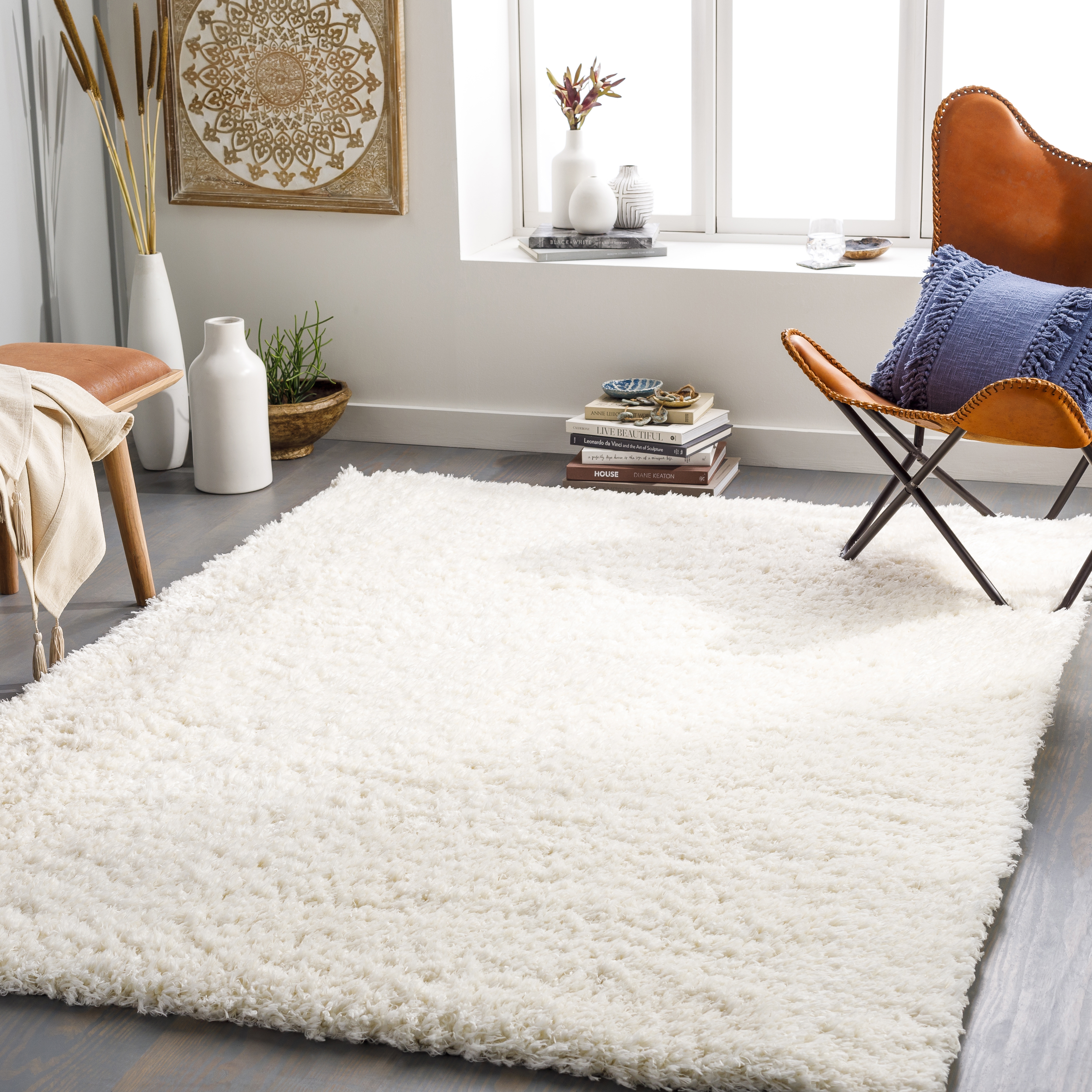 Livabliss Angora Cream Indoor 6'7" x 9' Machine Woven Rug - Image 0