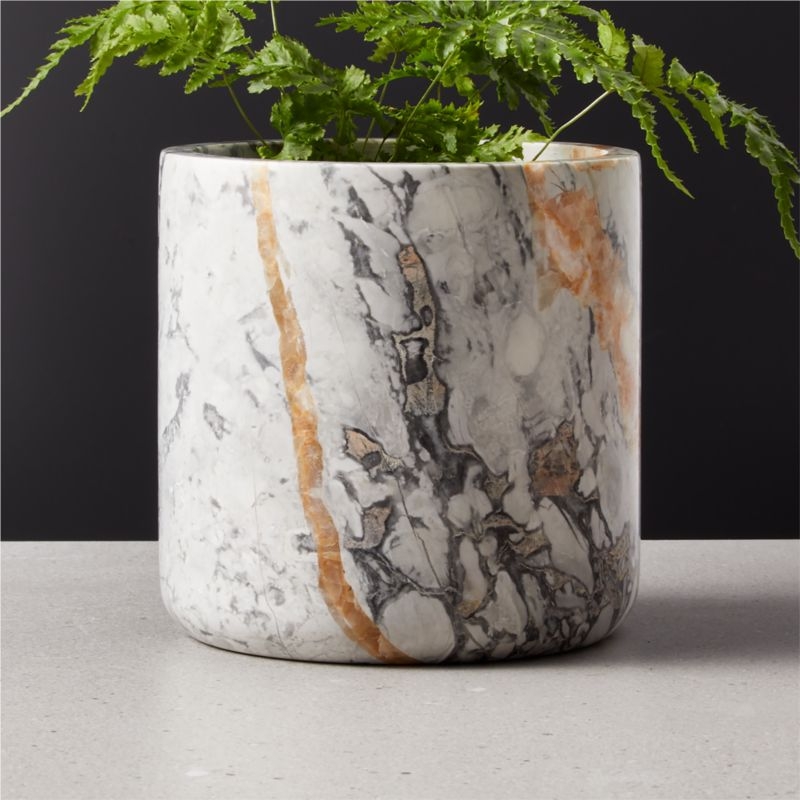 White Marble Outdoor Planter - Image 1