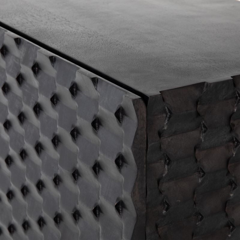 Raffael 39" Black Carved Wood Bar Cabinet with Storage - Image 7