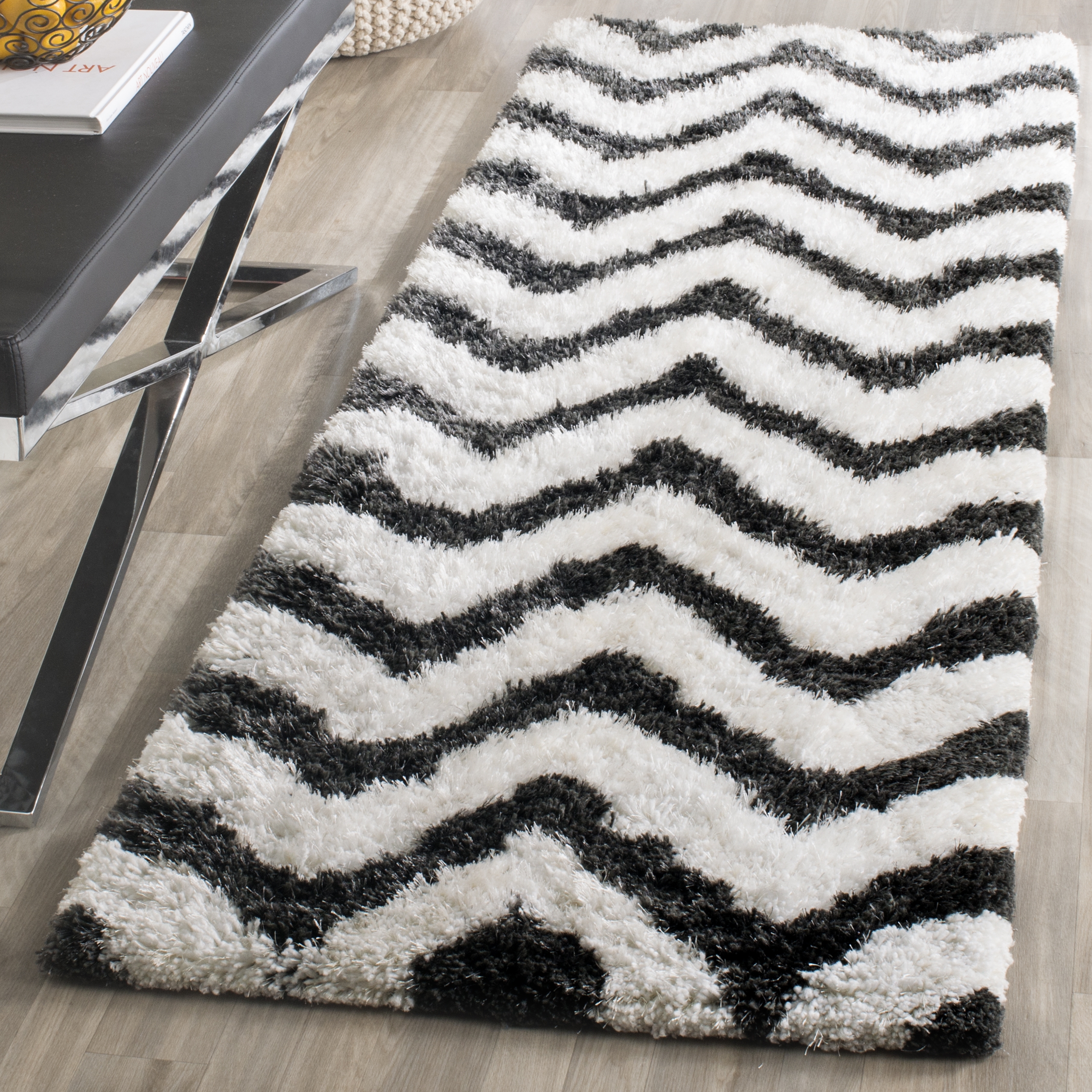 Arlo Home Hand Tufted Area Rug, BSG320D, Graphite/Ivory,  2' 3" X 7' - Image 1