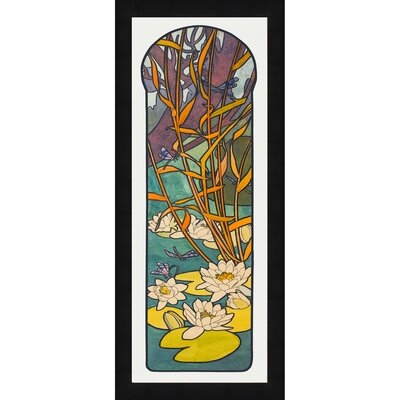 Stained Glass Box For The Fouquet Jewelry Store By Alphonse Mucha, Framed Wall Art, 15"X35", Ready To Hang - Image 0